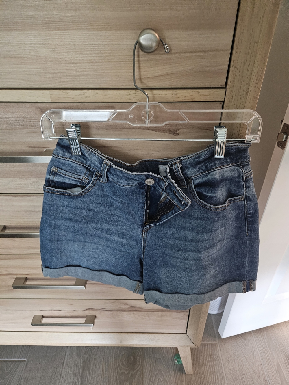 Time and Tru Medium Blue Rolled Hem Jean Shorts